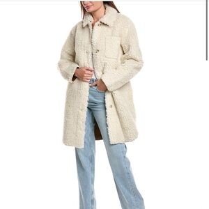 Hugo Boss Cream Faux Shearling Teddy Coat